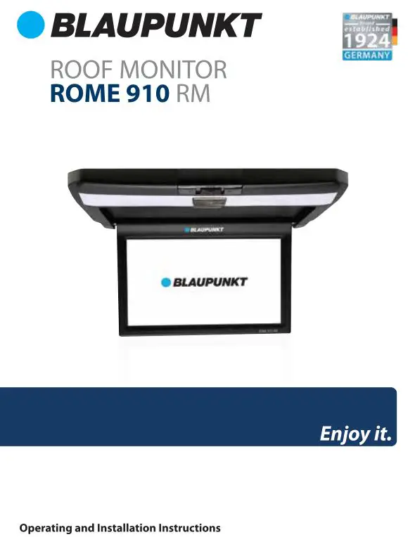 BLAUPUNKT Roof Monitor Installation Guide