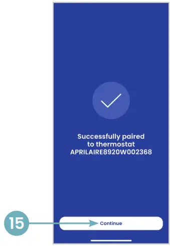 AprilAire Wi-Fi Thermostat App - Tap Continue