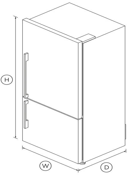 FISHER PAYKEL E522BRWFD5 N 32 Inch Freestanding Refrigerator Freezer - dimensions
