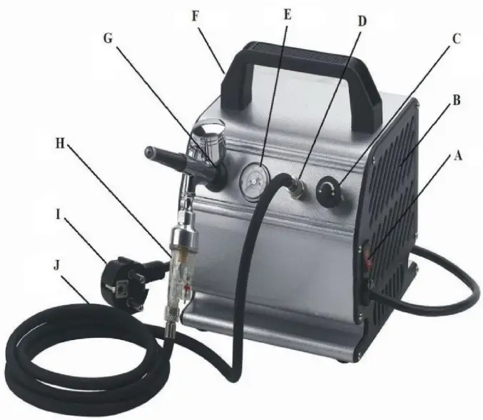 XPOtool AS176 Airbrush Compressor - Main Components