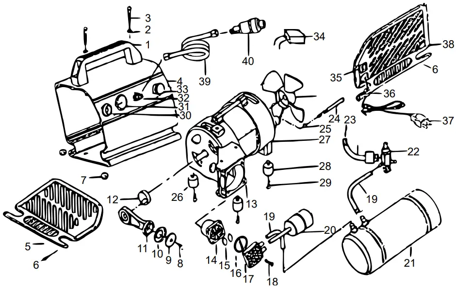 XPOtool AS176 Airbrush Compressor - Parts list