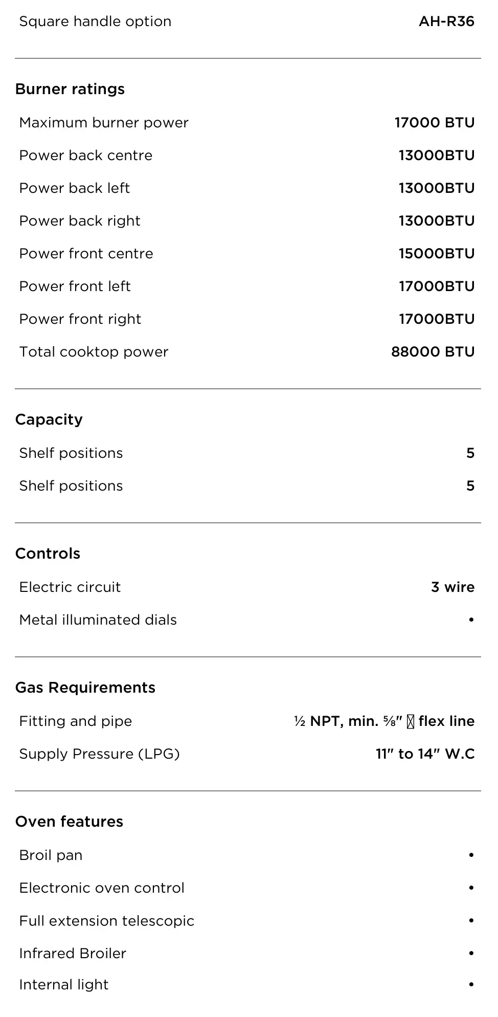 FISHER PAYKEL RGV3-366-L Gas Range - SPECIFICATIONS 2
