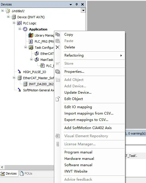 invt AX7 Series CPU Module - programming instance 5