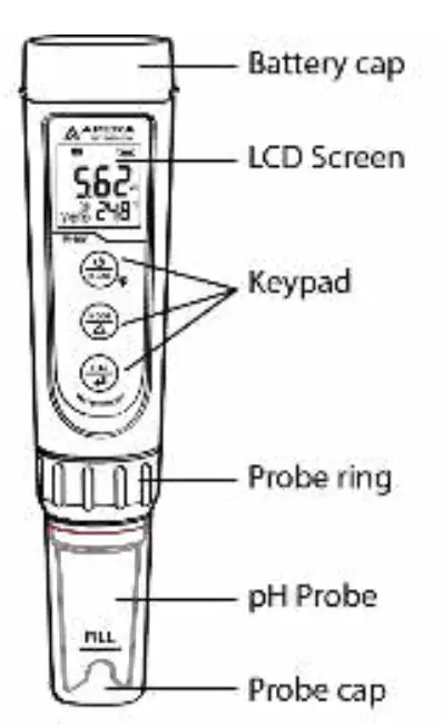 APERA INSTRUMENTS Premium Series PH60 pH Tester-Keypad