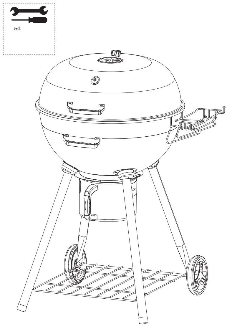 VAGGAN X85 0000090 Round Charcoal Barbecue - fig