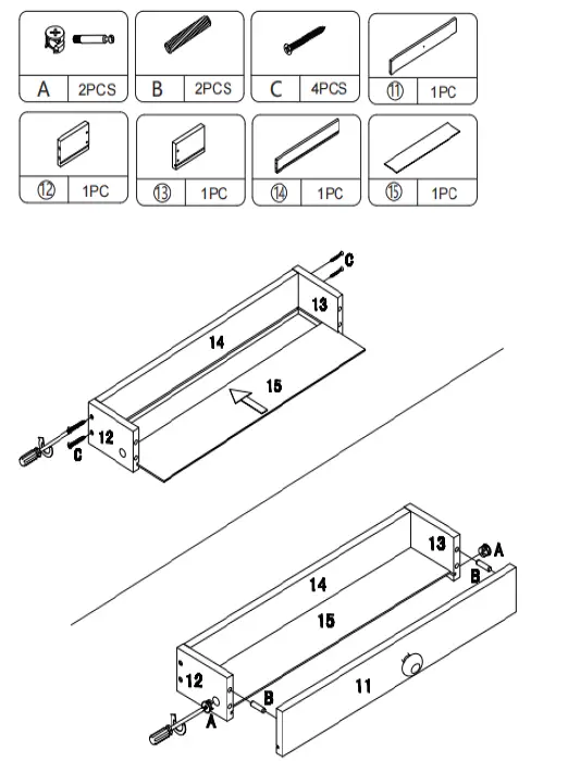 UNBRANDED CX823FK-WAL 23.5 Inch Walnut-Rectangular-1-Drawer-Floating-Desk-FIG- (3)