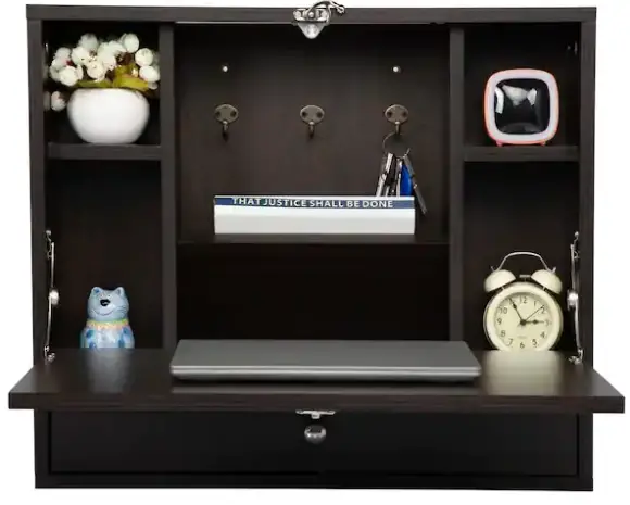 UNBRANDED CX823FK-WAL 23.5 Inch Walnut-Rectangular-1-Drawer-Floating-Desk-PRODUCT-IMG