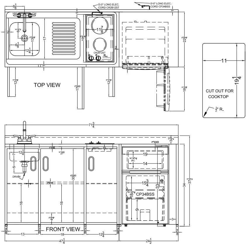 SUMMIT Compo Kitchen CK72ADASINKL