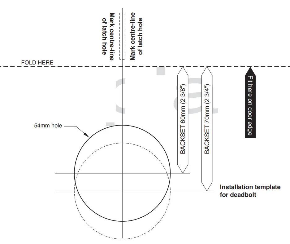 Mark centre-line of latch hole