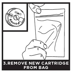 REMOVE NEW CARTRIDGE FROM BAG