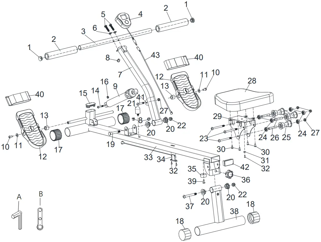 SUNNY Health Fitness SF-RW1205 Rowing Machine - DIAGRAM