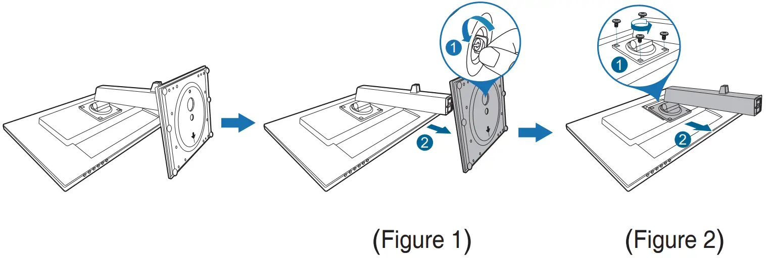 Detaching the arm/base (for VESA wall mount)