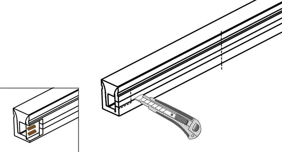 Operations of LED strip cutting, welding and plug installing