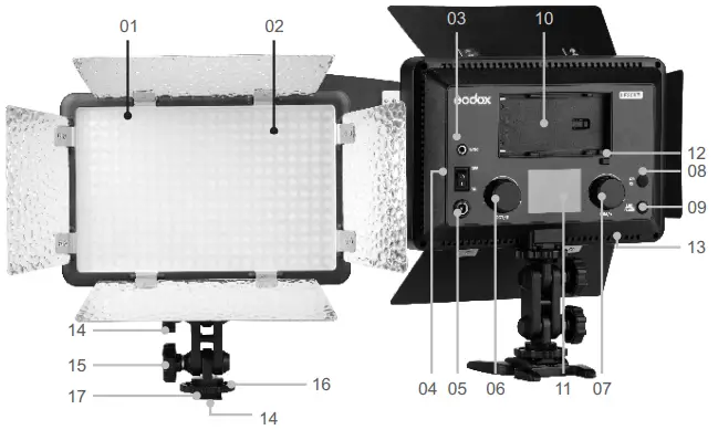 Godox LF308D LED Flash Light - Parts