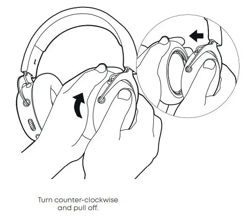 beyerdynamic MMX 100 Closed Back Gaming Headset User Manual - To remove the ear pad, gently turn it counter-clockwise and pull it of