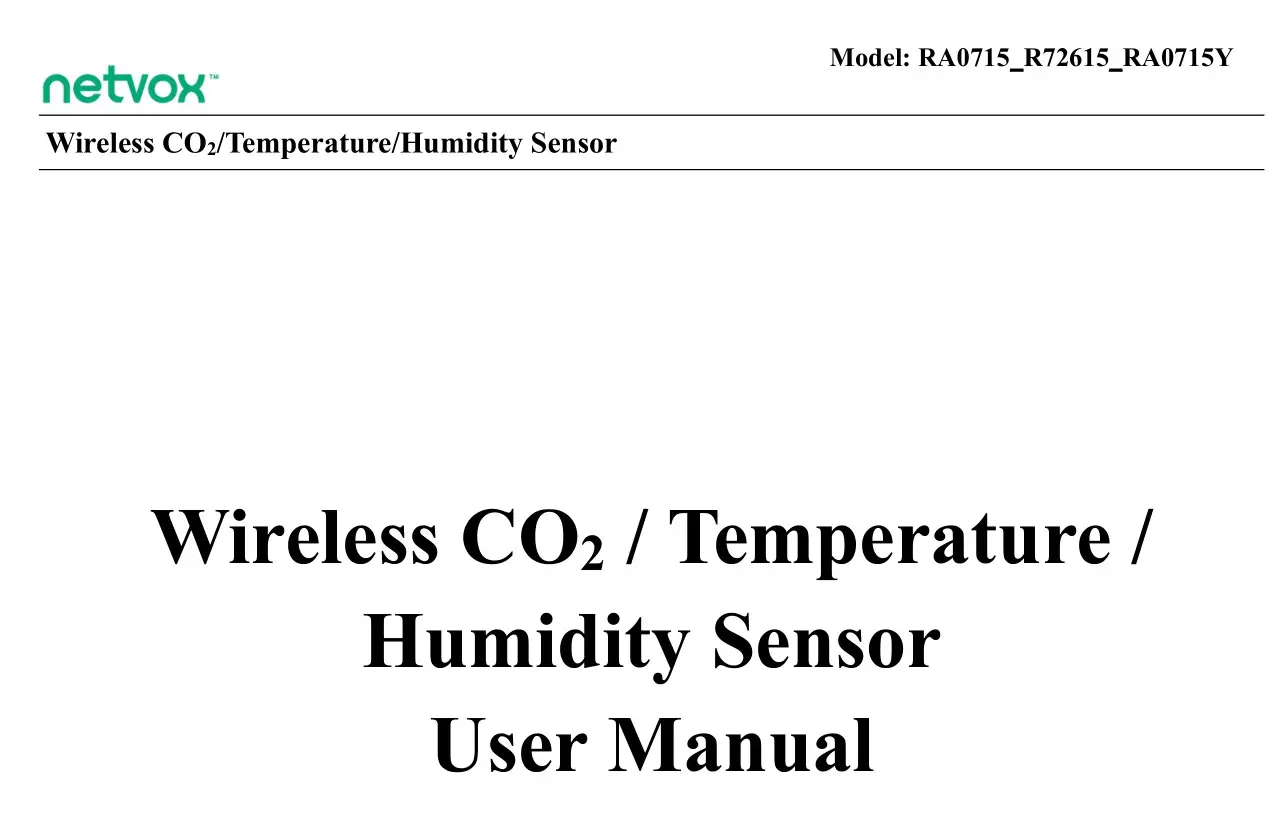 netvox RA0715 Wireless CO2 Temperature Humidity Sensor User Manual