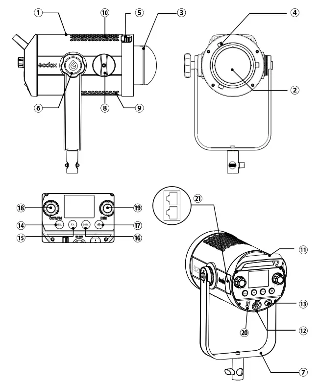 Godox SZ200Bi Zoom Bi Color LED Video Light - Body