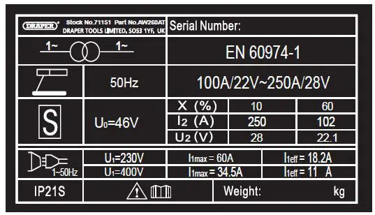 DRAPER 71090 ARC Welders 2