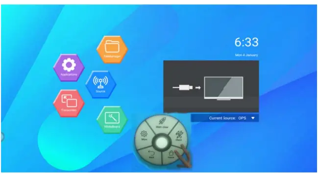 Floating menu screen