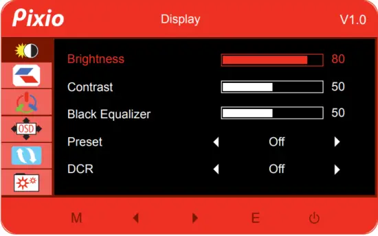 Pizio PX222 22 Inch 1080p 75Hz FHD VA Gaming Monitor- OSD Menu