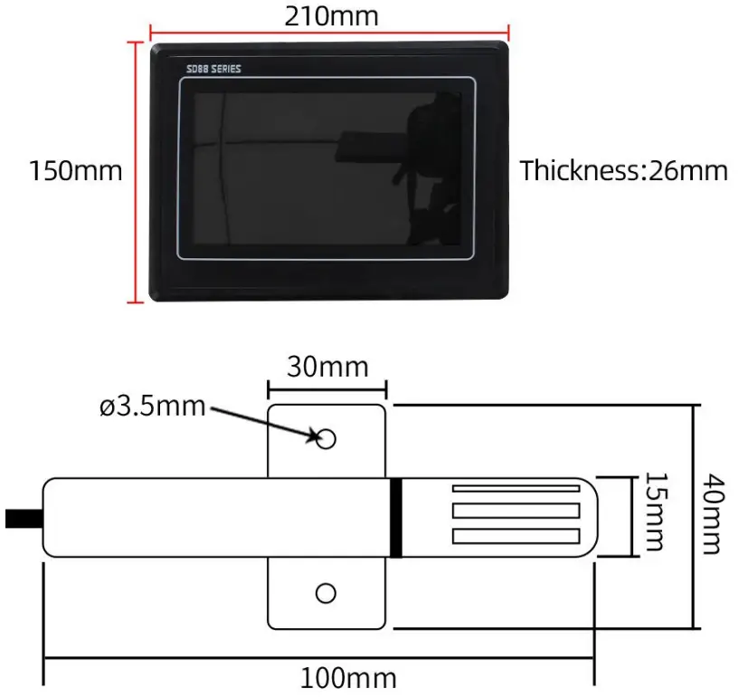 SONBEST SD8820B 7 inch temperature and humidity color display - FIG 1