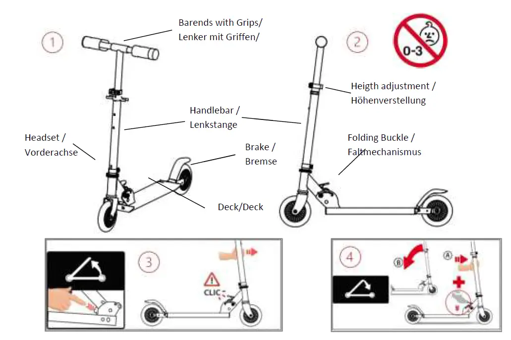 SUOTU ASTM-F963 Foldable Kids Scooter-FIG1