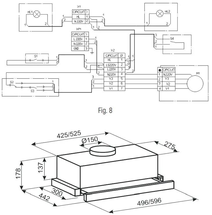 Monsher TELE II 50 Built in Cooker Hood - Fig 8