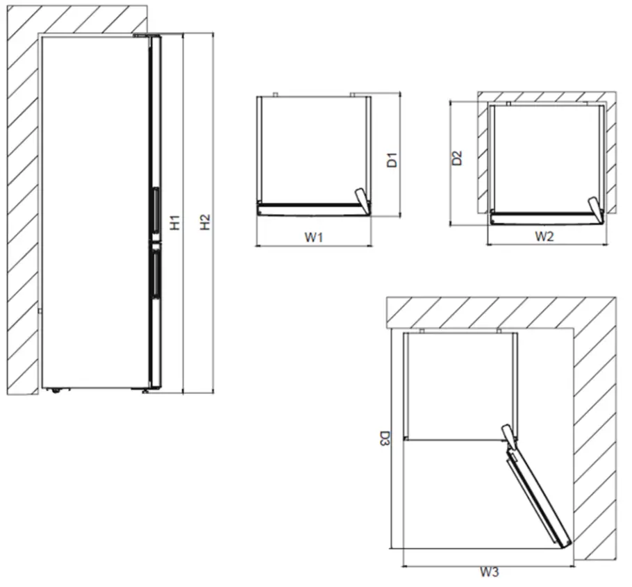 HEINNER HC V268E Combi Fridge - Dimensions