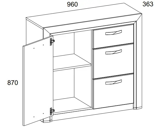 Olivia 1D3S Sideboard - fig 1