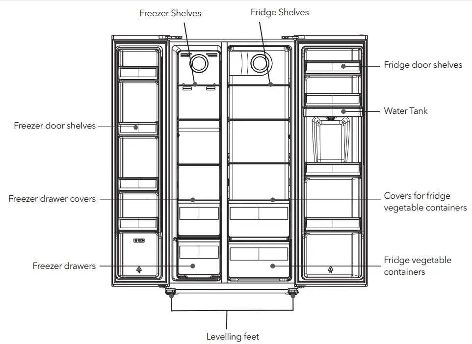 TESLA RB5210FHX Side By Side Refrigerator Freezer