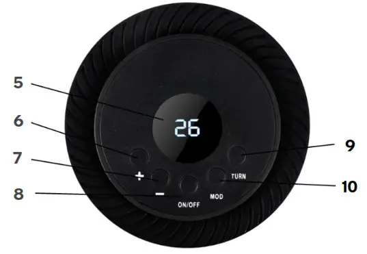 kogan KAHTPTCFANA PORTABLE CERAMIC HEATER -Control Panel