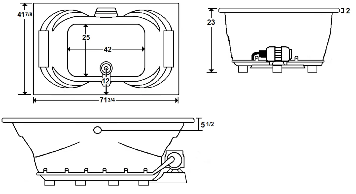 Laurel Mountain SENECA II 72 X 42 Inch Drop In Acrylic Air Bath - fig 1