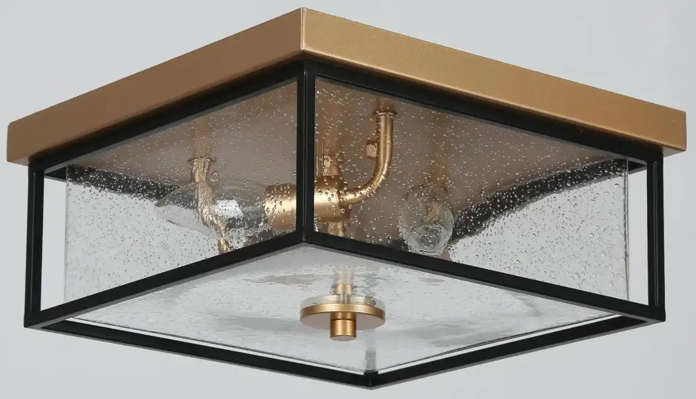 ZEVNI L3IU22QIW60C3SH8 Jubal 3-Light 11.8-in Gold/Black Flush Mount Light