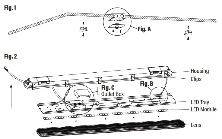 Sunco Lighting 2ft LED Vapor Tight Fixture, 20W, 2620 Lumens - Fig1