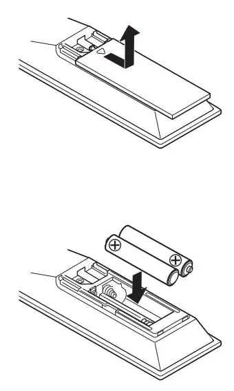 Install batteries in the AV 10 remote control