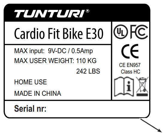 TUNTURI Exercise Bike Cardio Fit E30 Ergometer - icon