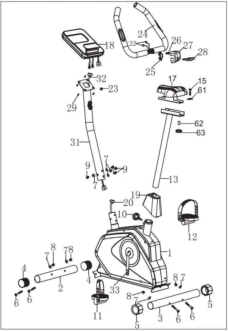 TUNTURI Exercise Bike Cardio Fit E30 Ergometer - parts