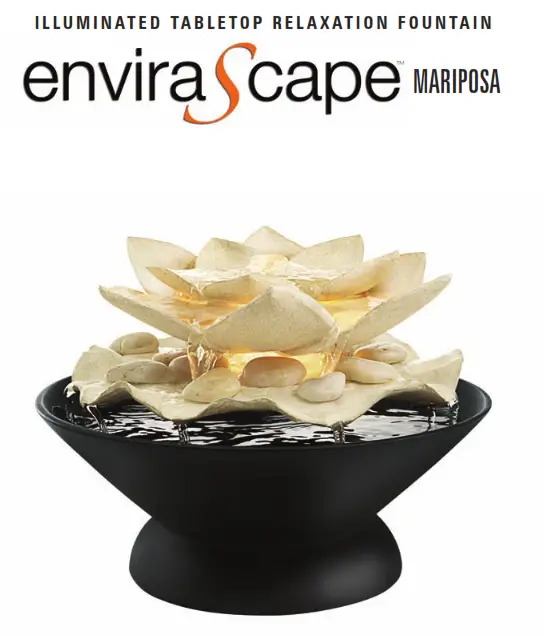 EnviraScape Mariposa Illuminated Tabletop Relaxation Fountain