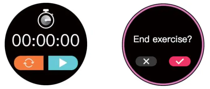 imilab W11L Smartwatch - Press the power button to pause or continue in Stopwatch