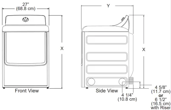 GE Appliances GTX33GASKWW Dryers - DIMENSIONS
