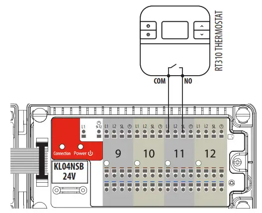 SALUS KL04NSB 24V Extension Module Wiring Centre - Thermostats connection 2
