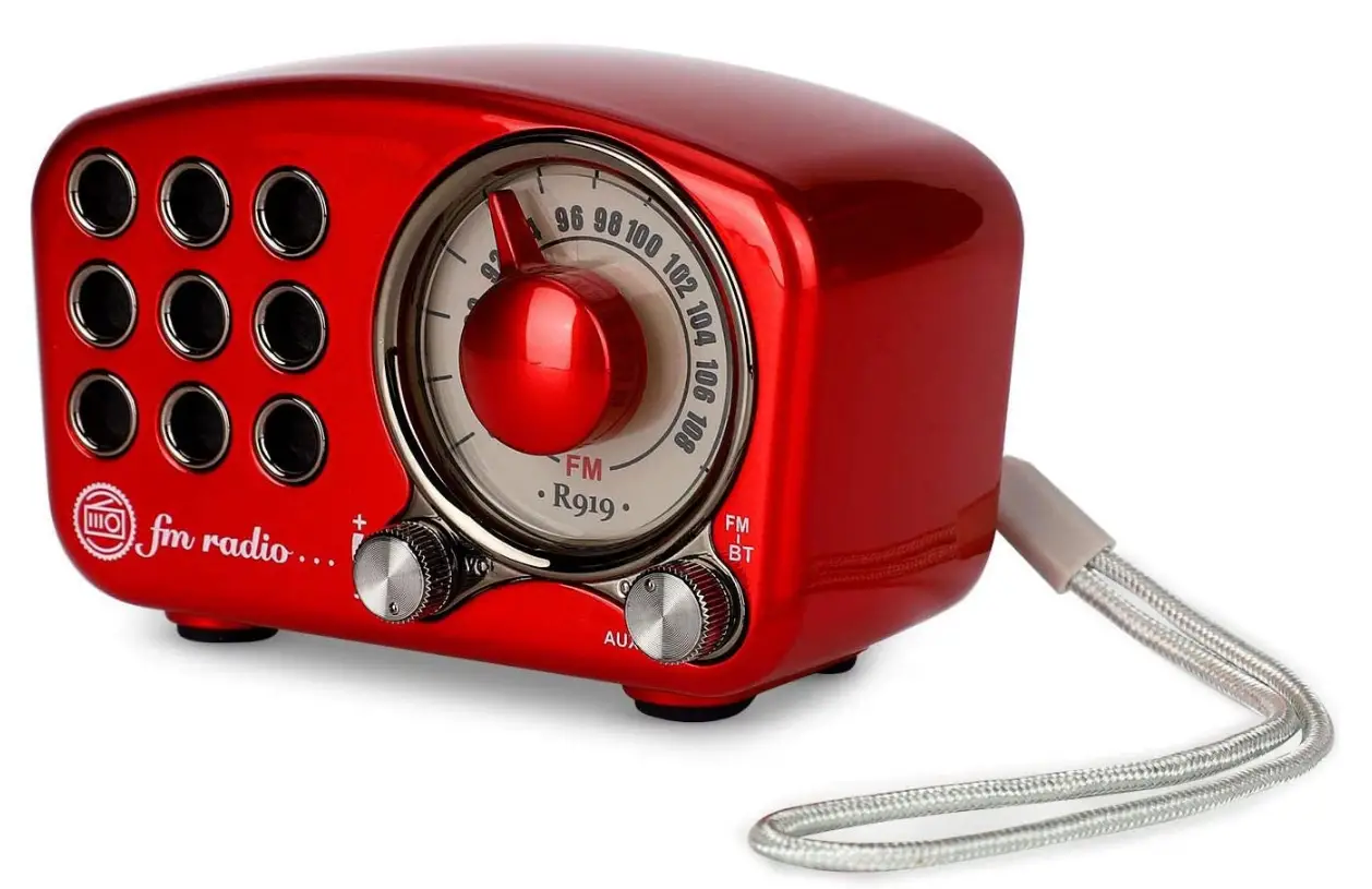 Retro-=Bluetooth-=Speaker-Red-Vintage-Radio-Old-Fashioned-img