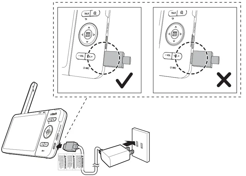 VTech VM818HD HD Video Baby Monitor - Connect the baby monitor 4