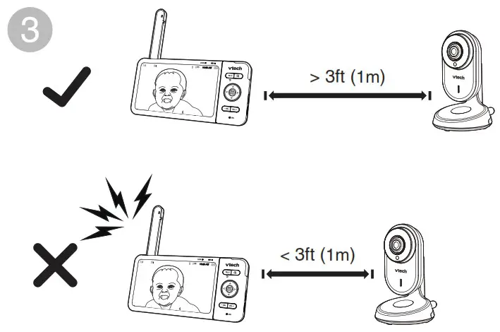 VTech VM818HD HD Video Baby Monitor - Positioning the baby monitor 3
