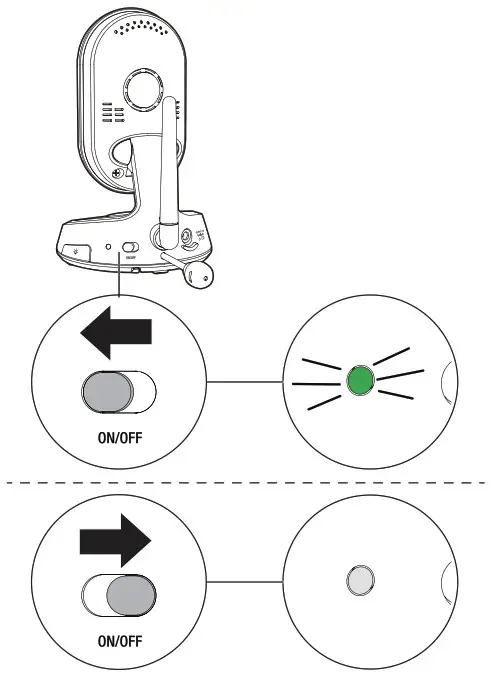 VTech VM818HD HD Video Baby Monitor - Power on or off the baby monitor