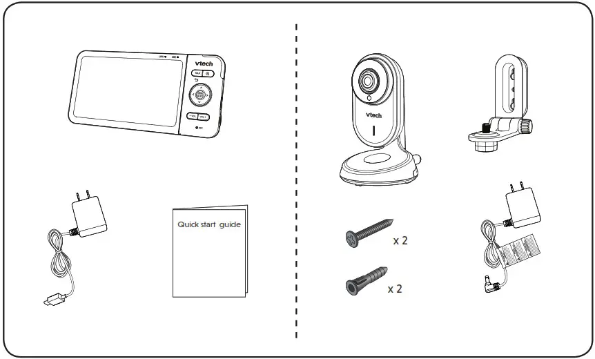 VTech VM818HD HD Video Baby Monitor - What’s in the box