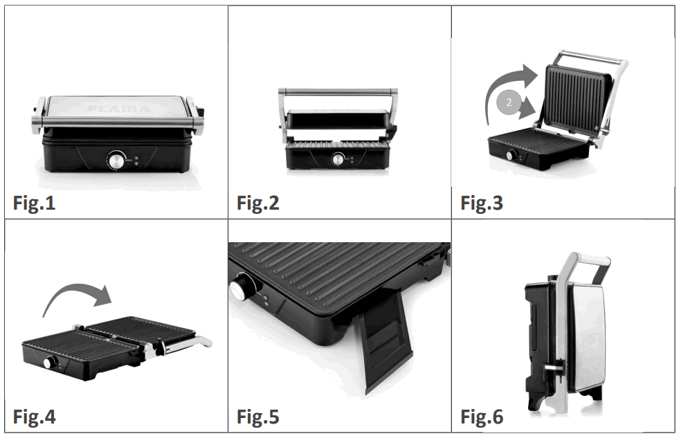 FLAMA 4521FL Stainless Steel 2000W Contact Grill - 2