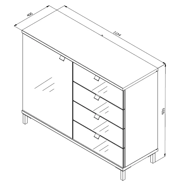 DEDEMAN-Marbella-2K4F-Wood-Sideboard-with-Oak-Drawers-fig1