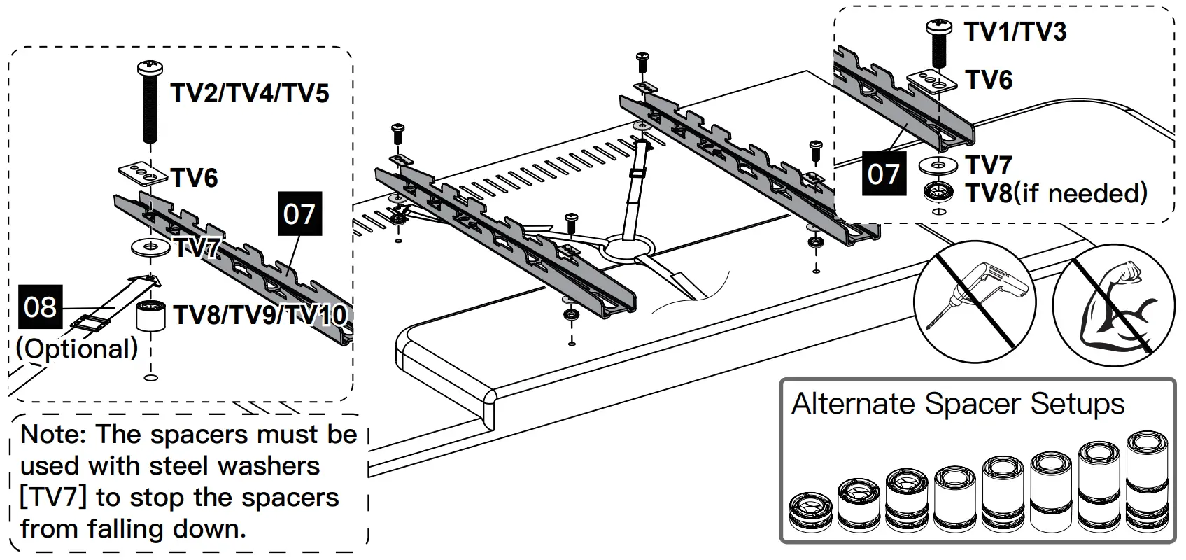 Step 4 Secure the TV Brackets to a TV