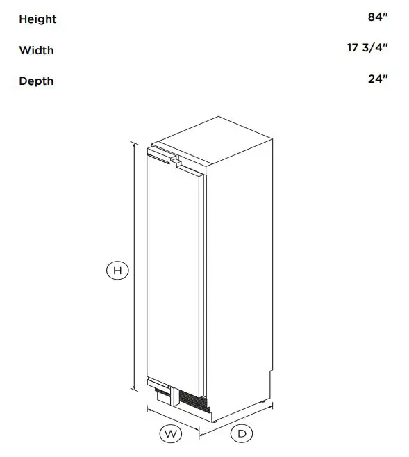 FISHER PAYKEL RS1884FLJ1 18 Inch Ice Integrated Column Freezer User Guide - DIMENSIONS